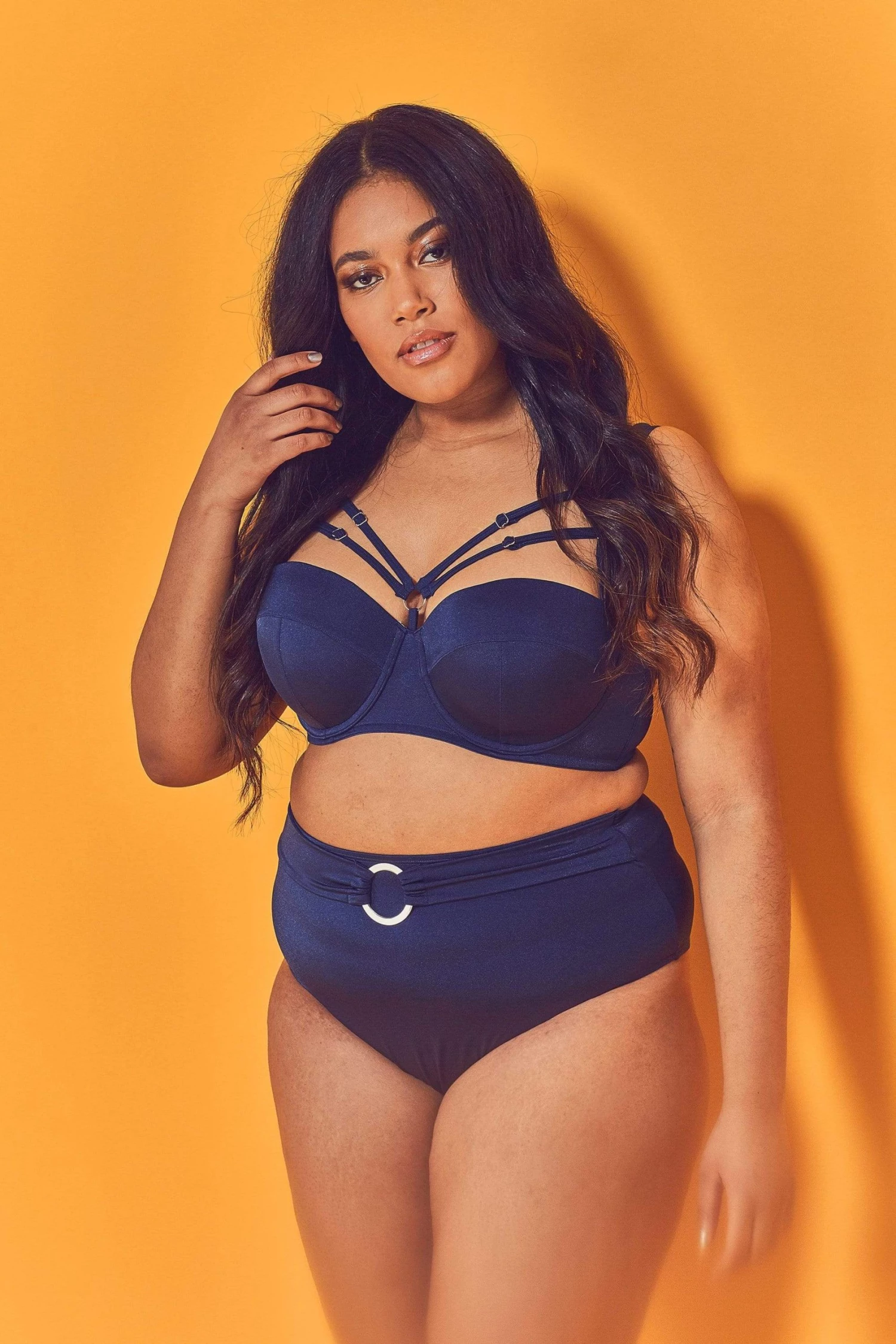 Wolf & Whistle Navy Belted Bikini Brief Curve Knickers 2 Wolf & Whistle Navy Belted Bikini Brief Curve Knickers