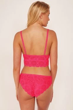 Wolf & Whistle Ariana Lace Neon Pink Bralette Bras