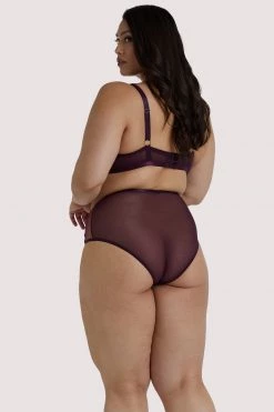 Hustler Kelly Wine PVC Panelled Curve Bra