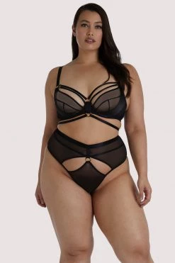 Hustler Black Sierra Gold Ring Curve Thong