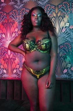 Playful Promises Jaquelina Mustard Contrast Brazilian Brief Curve Knickers