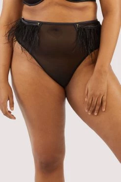Felicity Hayward X PP Electra Black Feather High Waisted Brief Knickers