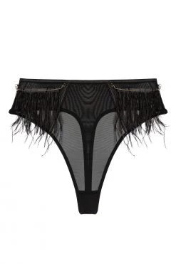 Felicity Hayward X PP Electra Black Feather High Waisted Brief Knickers