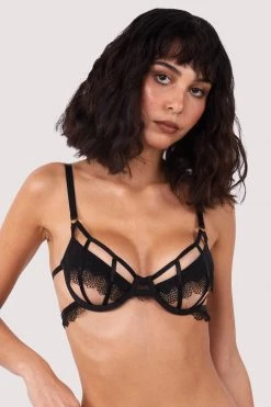 Hustler Tallie Lace Trim Cut Out Wired Bra New In