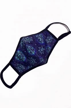 Playful Promises Accessories Blue Paisley Face Mask