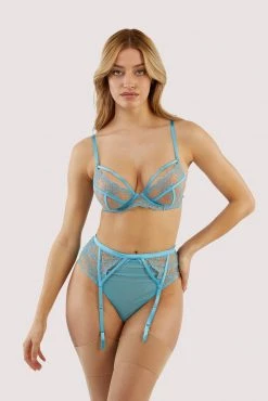 Playful Promises Cassia Blue Floral Embroidery Suspender 6 Playful Promises Cassia Blue Floral Embroidery Suspender