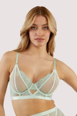 Playful Promises Fenella Aqua Lace And Net Longline Bra