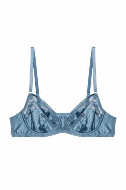 Playful Promises Olympia Storm Grey Diamante Mesh And Satin Bra New In