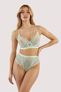 Playful Promises Fenella Aqua Lace And Net High Waist Brief