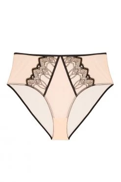 Playful Promises Curve Exclusive New In Clara Latte And Black Lace High Waisted Brief