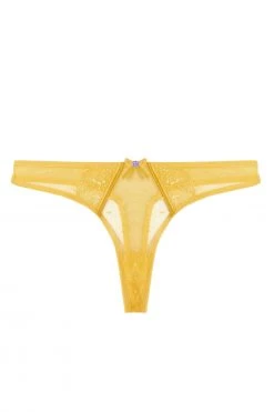 Playful Promises Ziggy Mango Lace And Spotted Mesh Thong New In