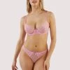 Playful Promises New In Ziggy Pink Lace And Spotted Mesh Brief