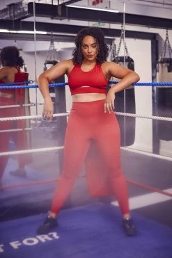 Wolf & Whistle High Waist Leggings Red Curve Activewear